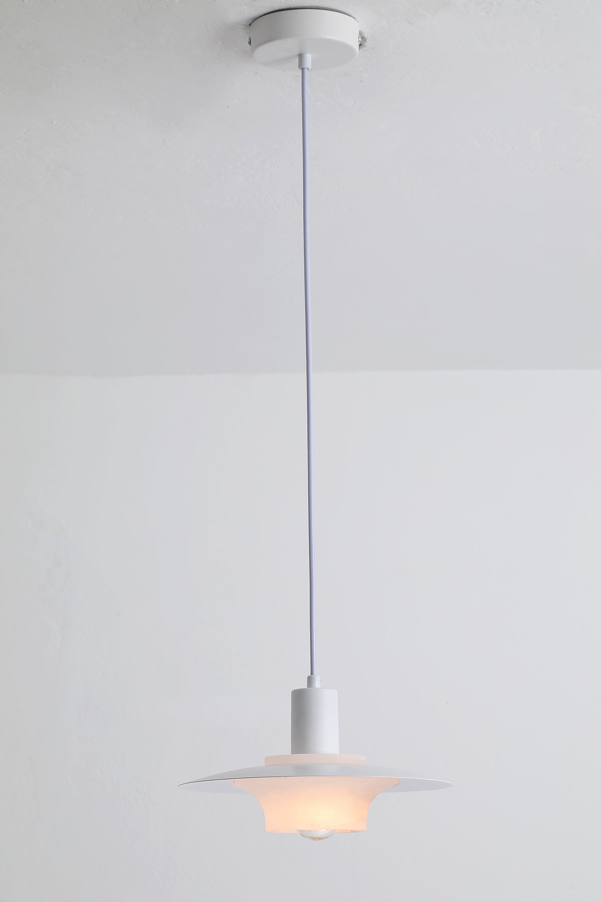 Vorylle white disc pendant light — 24cm on