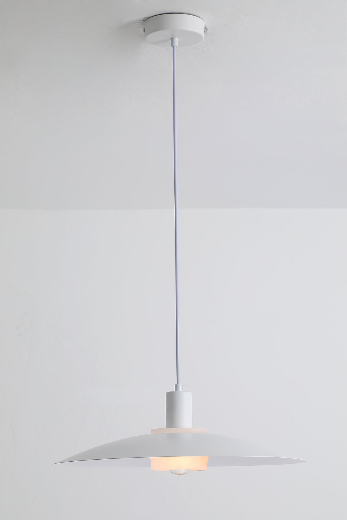 Vorylle white disc pendant light — 40cm on