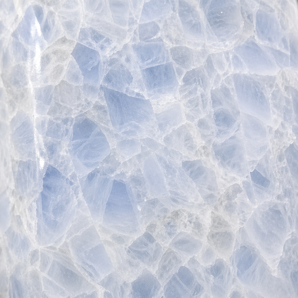 Close-up of milky blue-gray sapphire crystal texture
