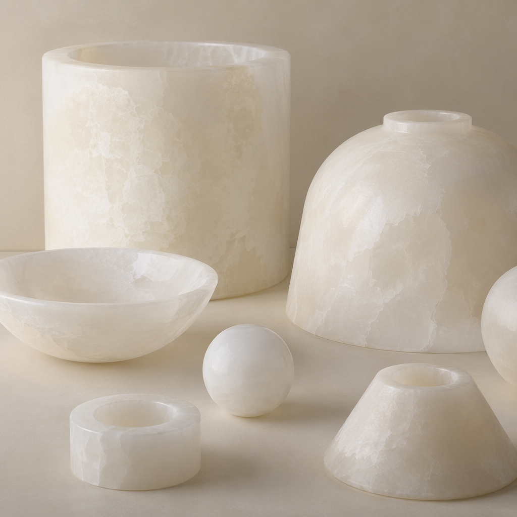A-grade white alabaster stone selection